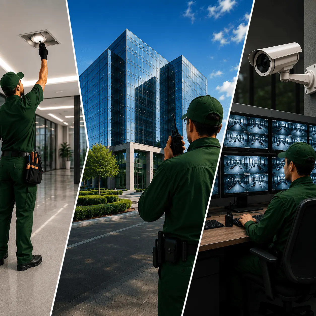 Serviços integrados da Trust com manutenção predial, vigilância e monitoramento