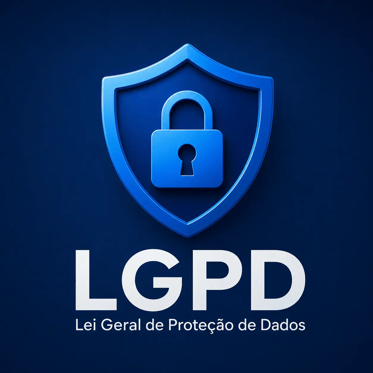 A imagem ilustra a sigla LGPD e seu significado Lei Geral de Proteçãp de Dados