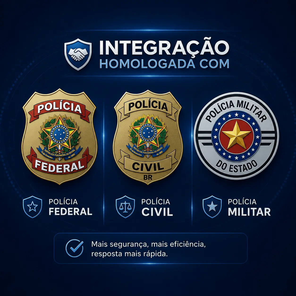 As trê policias integradas: policia federal, policia civil e policia militar